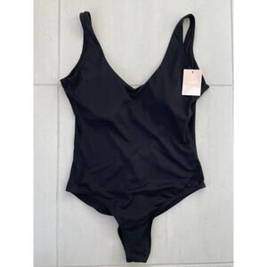 Andie Swim Ibiza One Piece Swimsuit Plunge Back Black Swimwear